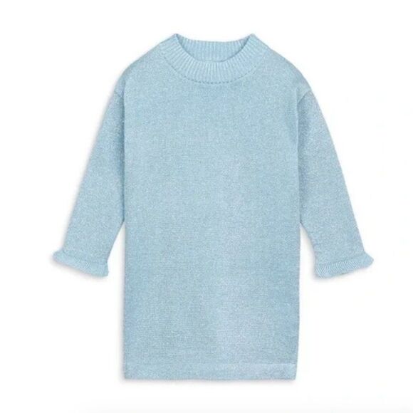 Miles the Label Metallic light blue sweater dress size 3-6 months NWT - Picture 1 of 15